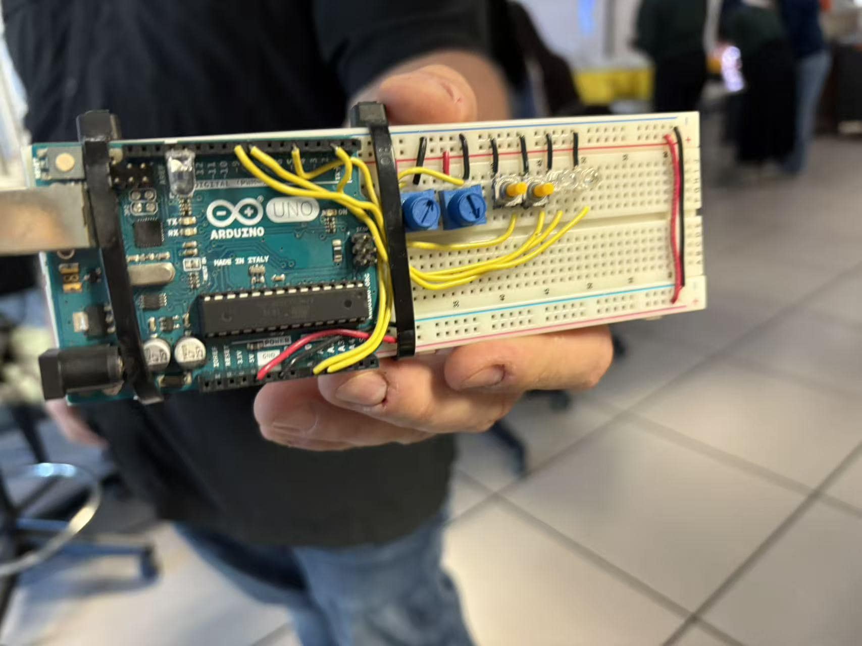 This is a relatively complex schematic diagram of an Arduino circuit board demonstrated in class. You may encounter more of these in the future.