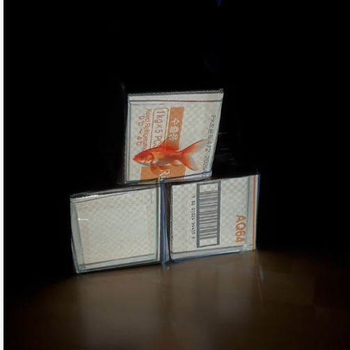 This is a rendering of goldfish swimming. The video will show it more clearly. Since it's AI-generated, there may be some inaccuracies. We will enhance the video effects in the future, including the paper model shown later.